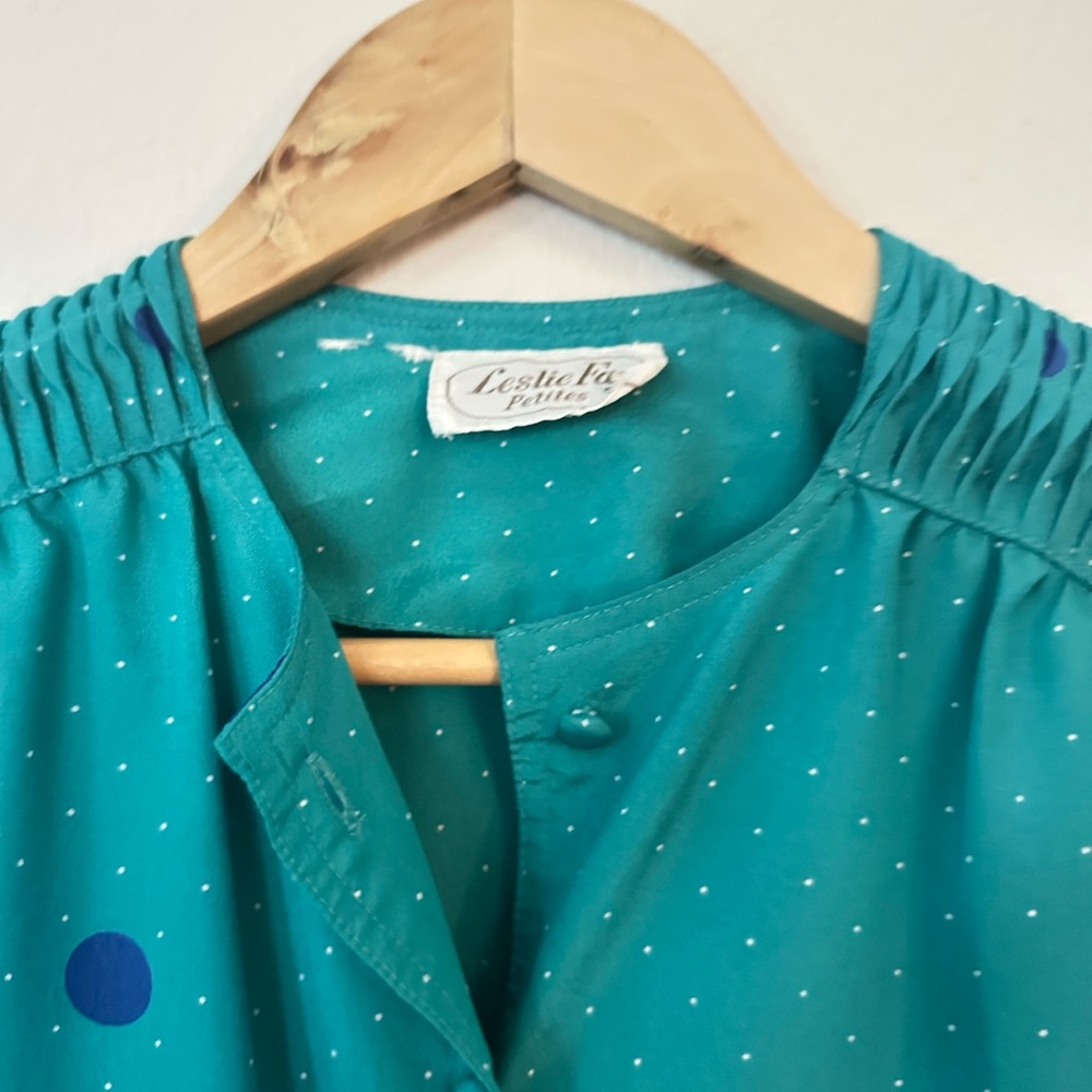 Teal Polka Dot Blouse